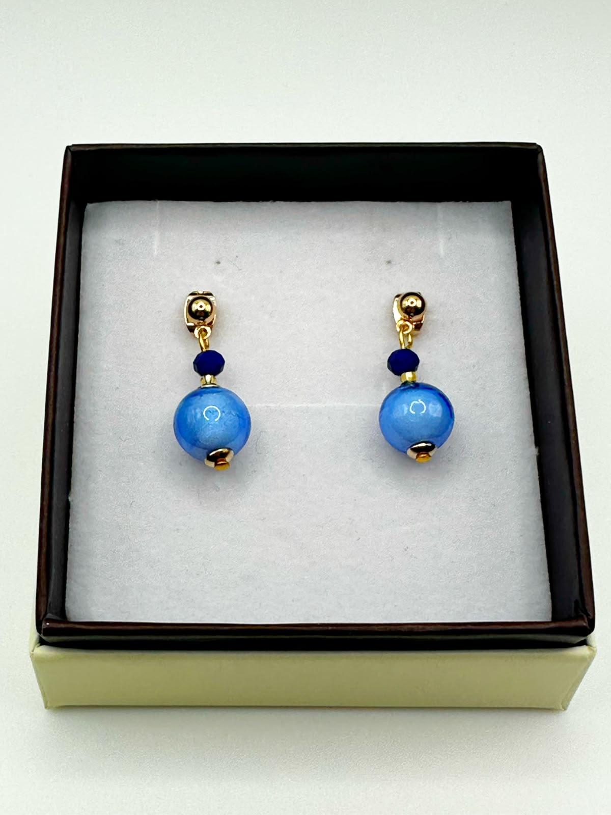 Orecchini Crystal in vetro di Murano da 10 mm, colore blu